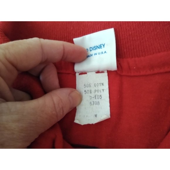 Disney Men's Size Medium Red Stripe Short Sleeve Polo Shirt Embroidered Mickey - Picture 5 of 5